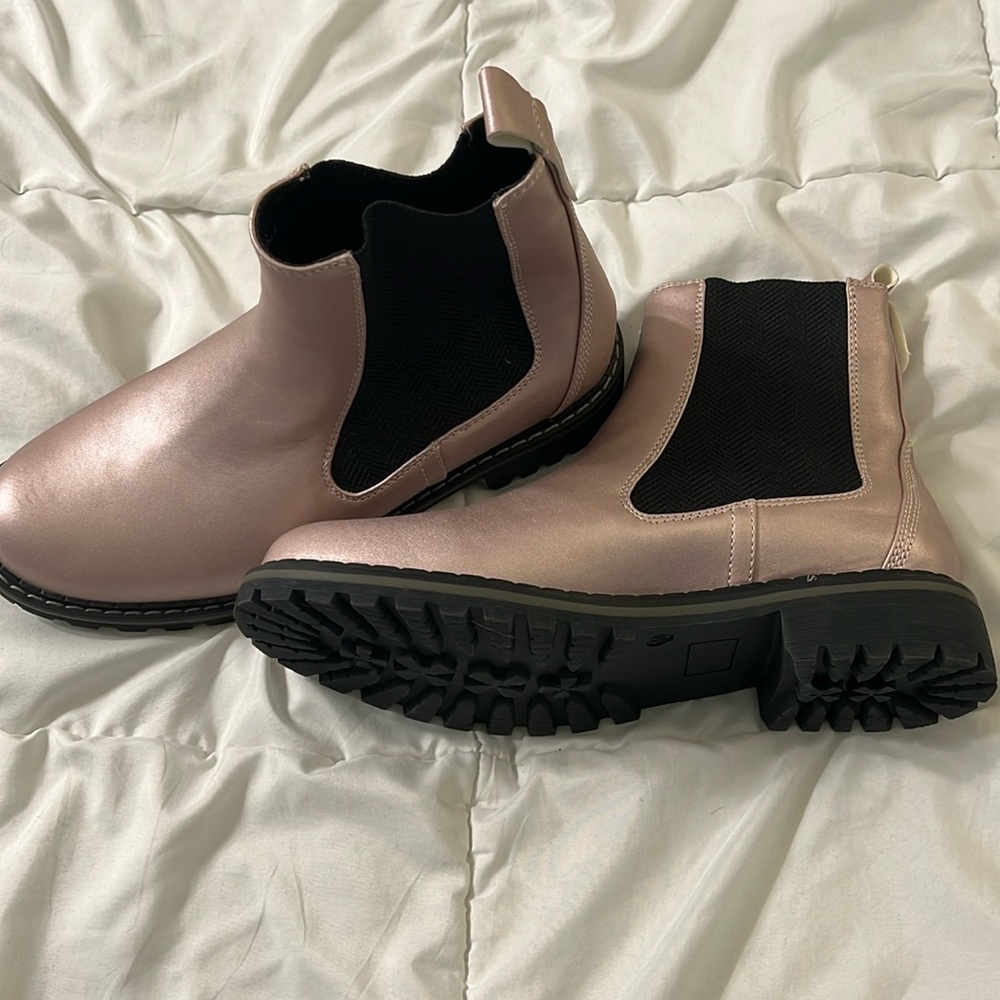 Shiny pink boots